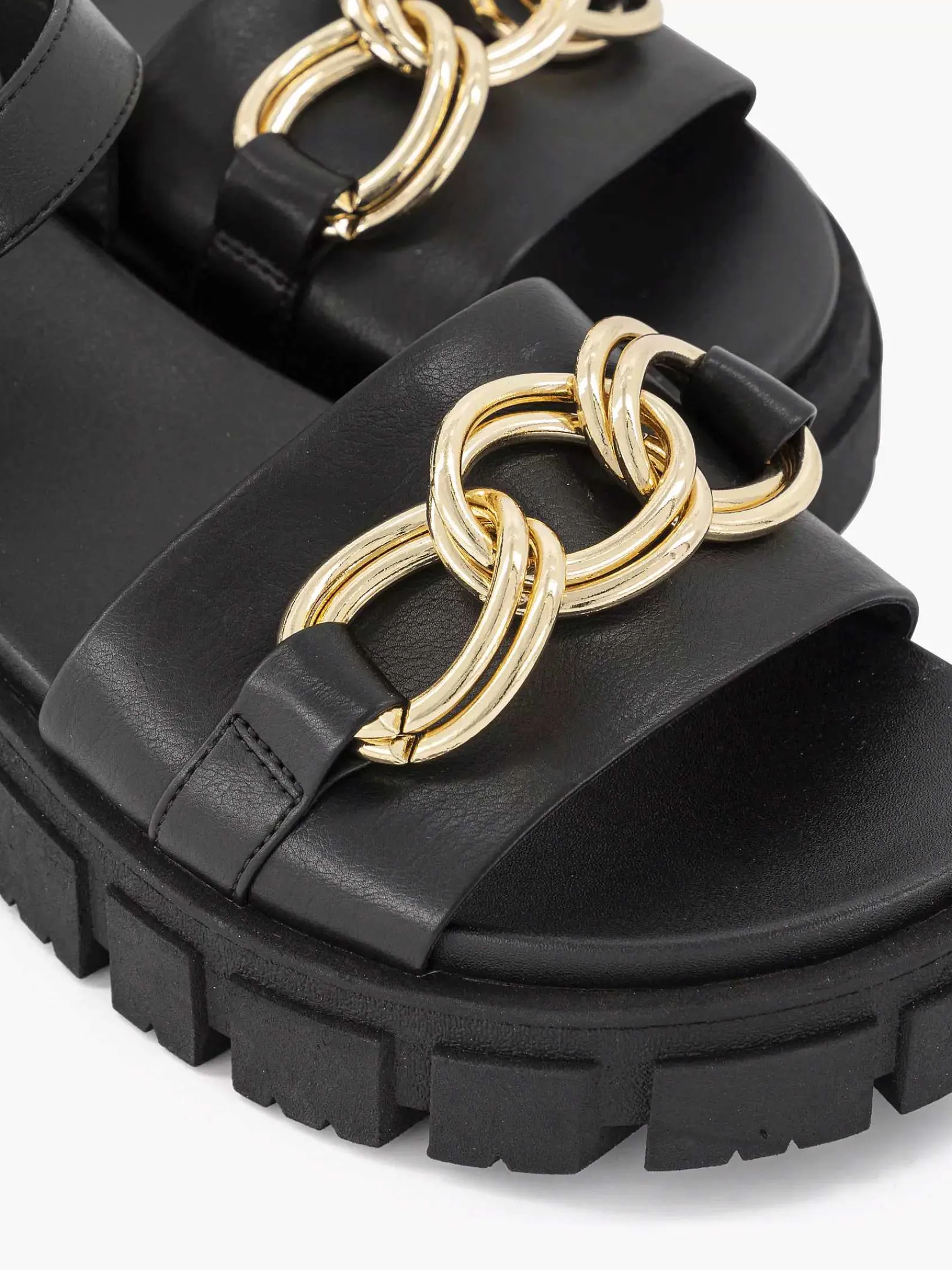 Sandalen|Oxmox Zwarte Chunky Sandaal Sierketting
