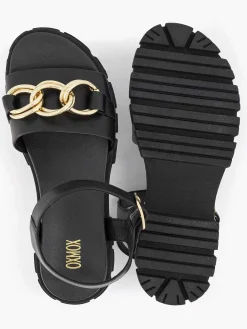 Sandalen|Oxmox Zwarte Chunky Sandaal Sierketting