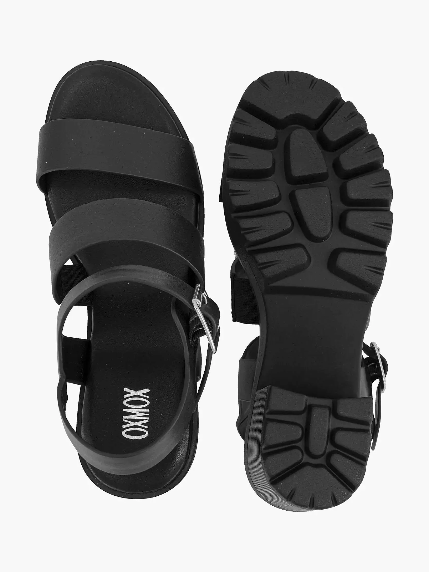 Sandalen|Oxmox Zwarte Chunky Sandalette