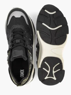 Sneakers|Oxmox Zwarte Chunky Sneaker Panterprint