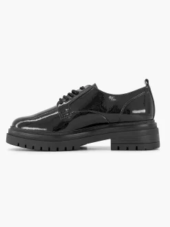 Instappers|Oxmox Zwarte Chunky Veterschoen Lak