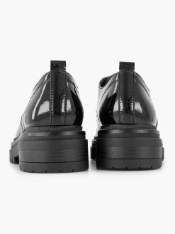 Instappers|Oxmox Zwarte Chunky Veterschoen Lak