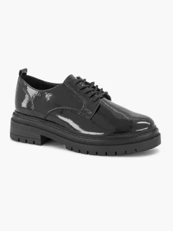Instappers|Oxmox Zwarte Chunky Veterschoen Lak