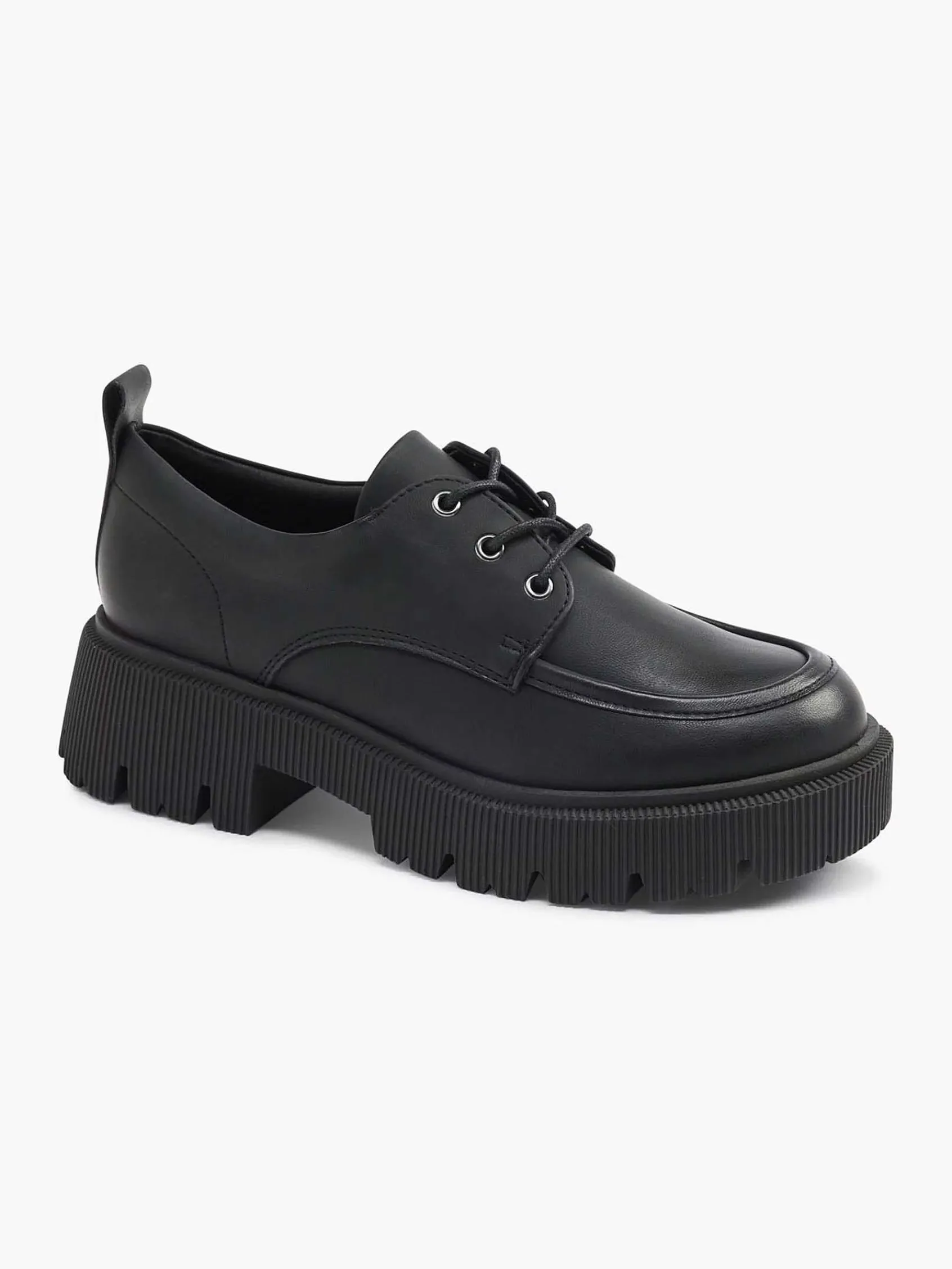 Instappers|Oxmox Zwarte Chunky Veterschoen