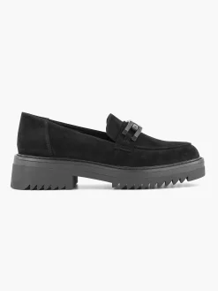 Instappers|Oxmox Zwarte Chuny Loafer Sierketting
