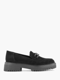 Instappers|Oxmox Zwarte Chuny Loafer Sierketting