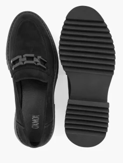 Instappers|Oxmox Zwarte Chuny Loafer Sierketting