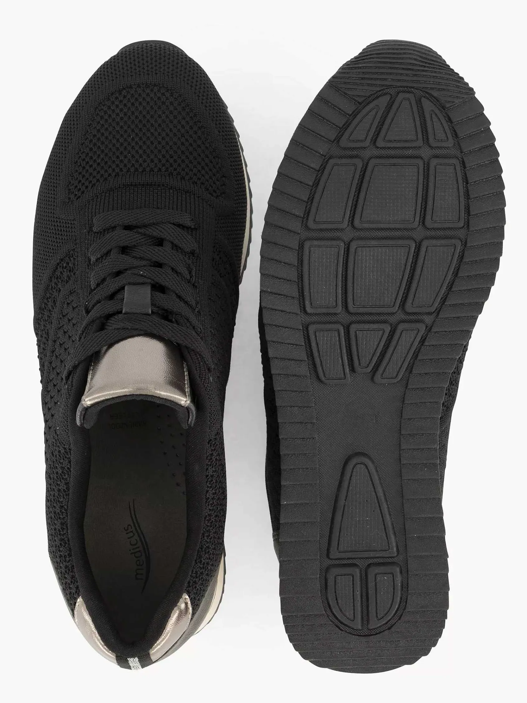 Sneakers|Medicus Zwarte Comfort Sneaker Knitted