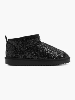 Enkellaarzen & Boots|Graceland Zwarte Enkelboot Glitters Gevoerd