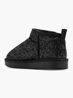 Enkellaarzen & Boots|Graceland Zwarte Enkelboot Glitters Gevoerd
