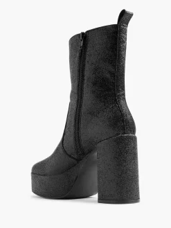 Enkellaarzen & Boots|Oxmox Zwarte Enkellaars Hak Glitters