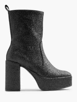 Enkellaarzen & Boots|Oxmox Zwarte Enkellaars Hak Glitters
