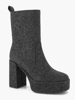 Enkellaarzen & Boots|Oxmox Zwarte Enkellaars Hak Glitters