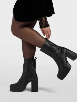 Enkellaarzen & Boots|Oxmox Zwarte Enkellaars Hak Glitters