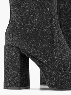 Enkellaarzen & Boots|Oxmox Zwarte Enkellaars Hak Glitters