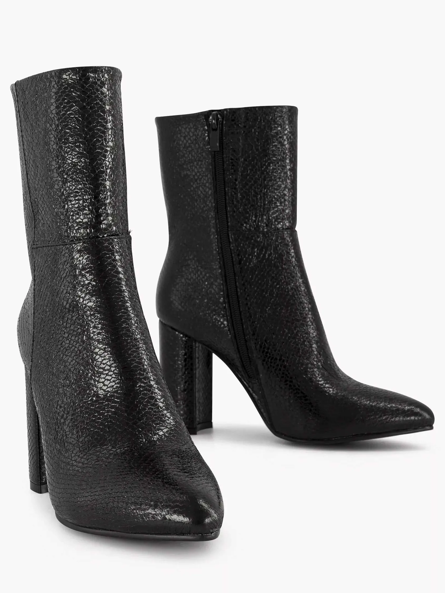 Enkellaarzen & Boots|Oxmox Zwarte Enkellaars Slangenprint