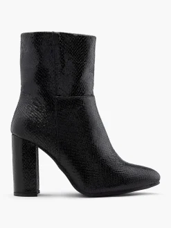 Enkellaarzen & Boots|Oxmox Zwarte Enkellaars Slangenprint