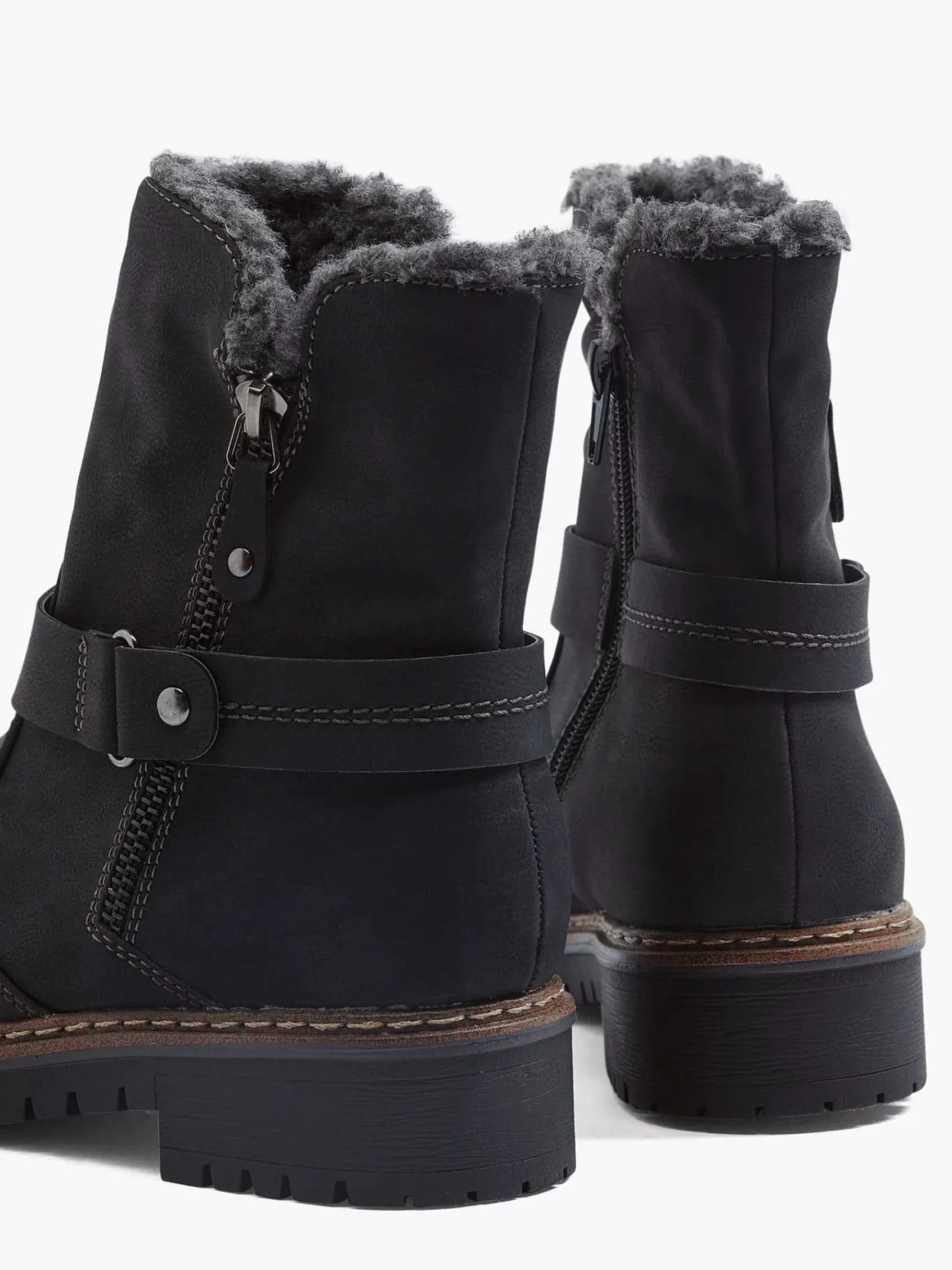 Comfort Schoenen|Easy Street Zwarte Enkellaars Warm Gevoerd
