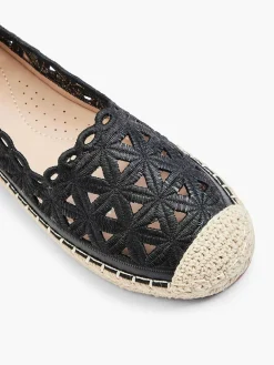 Instappers|Graceland Zwarte Espadrille Kant