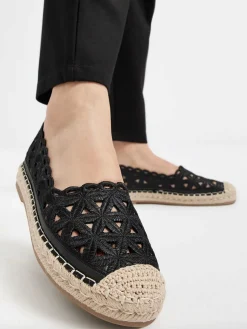 Instappers|Graceland Zwarte Espadrille Kant