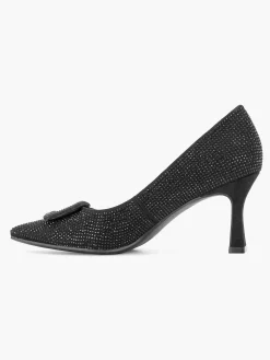 Hoge Hakken|Graceland Zwarte Glitter Pump Gesp