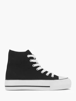 Sneakers|Graceland Zwarte Hoge Canvas Sneaker