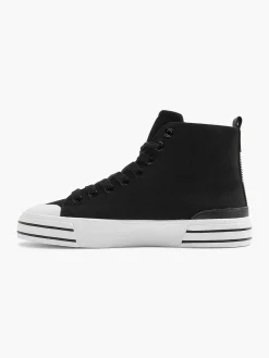 Sneakers|Graceland Zwarte Hoge Canvas Sneaker Hartje