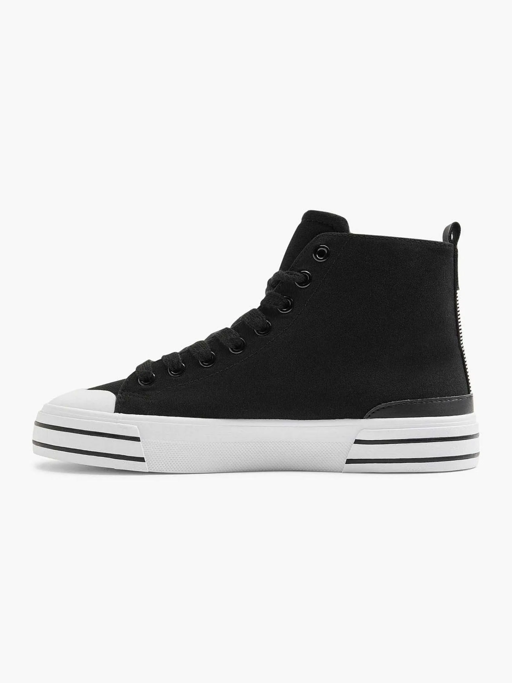 Sneakers|Graceland Zwarte Hoge Canvas Sneaker Hartje