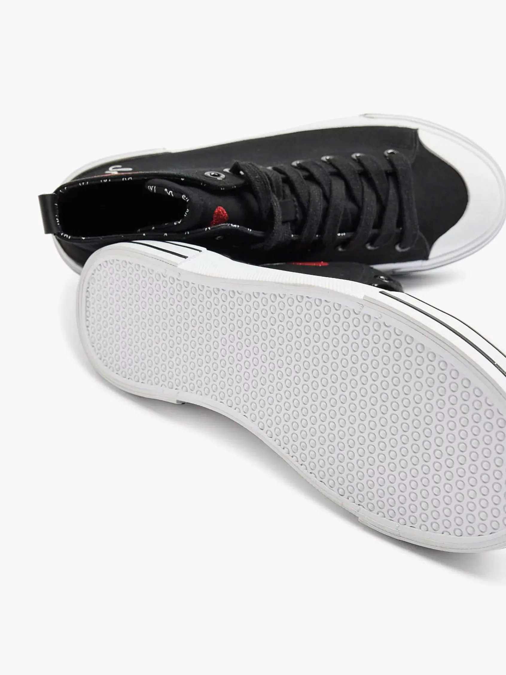 Sneakers|Graceland Zwarte Hoge Canvas Sneaker Hartje