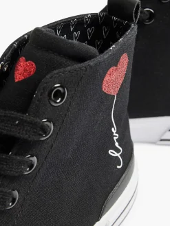 Sneakers|Graceland Zwarte Hoge Canvas Sneaker Hartje