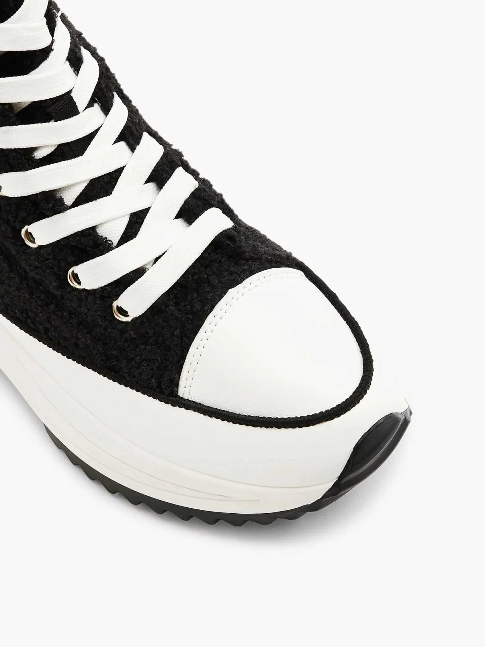 Sneakers|Oxmox Zwarte Hoge Platform Sneaker Teddy