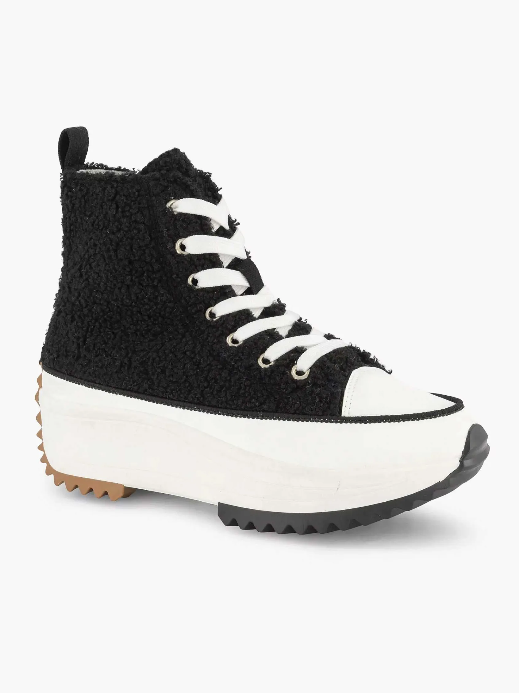 Sneakers|Oxmox Zwarte Hoge Platform Sneaker Teddy