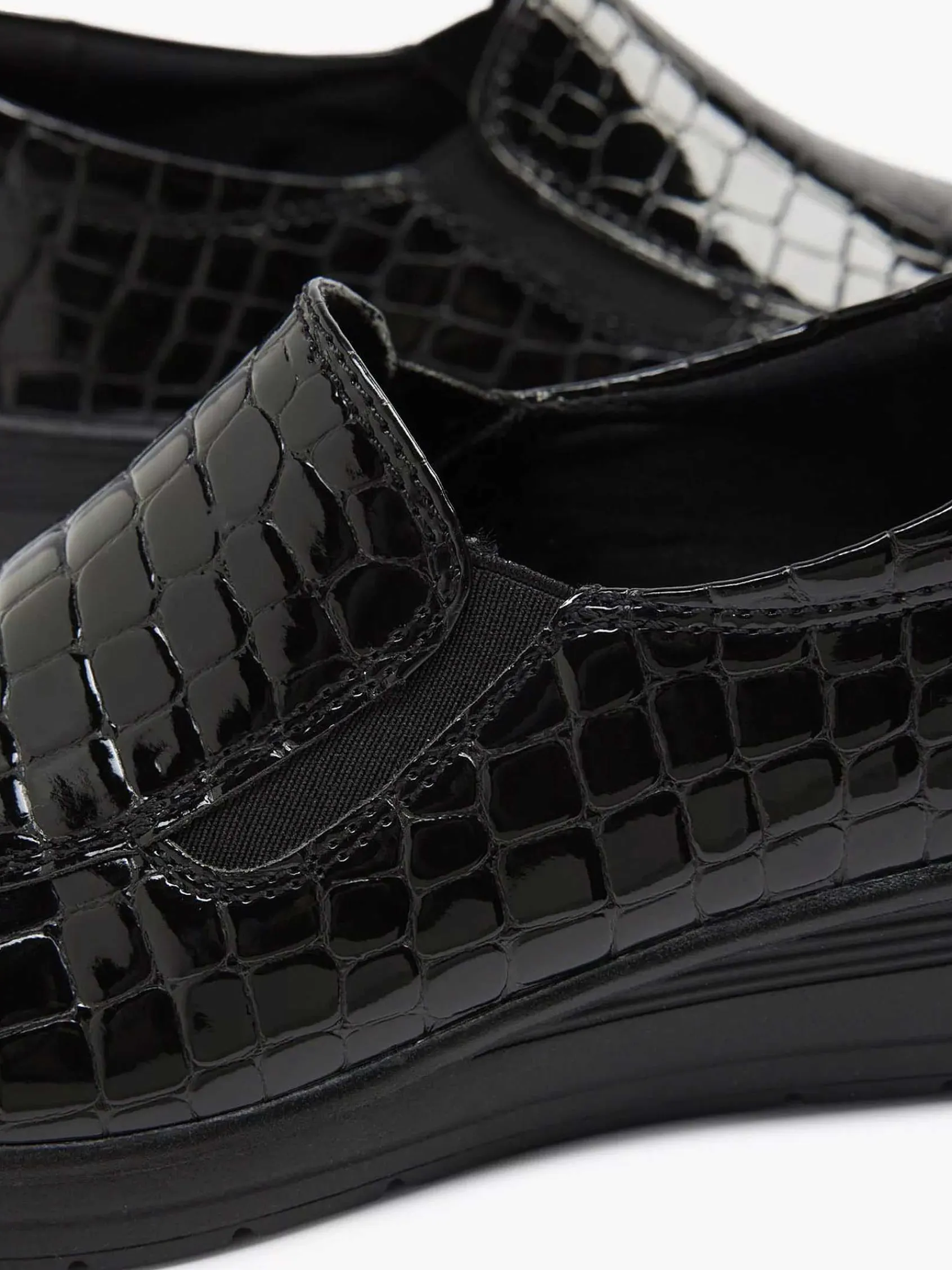 Comfort Schoenen|Easy Street Zwarte Instapper Lak