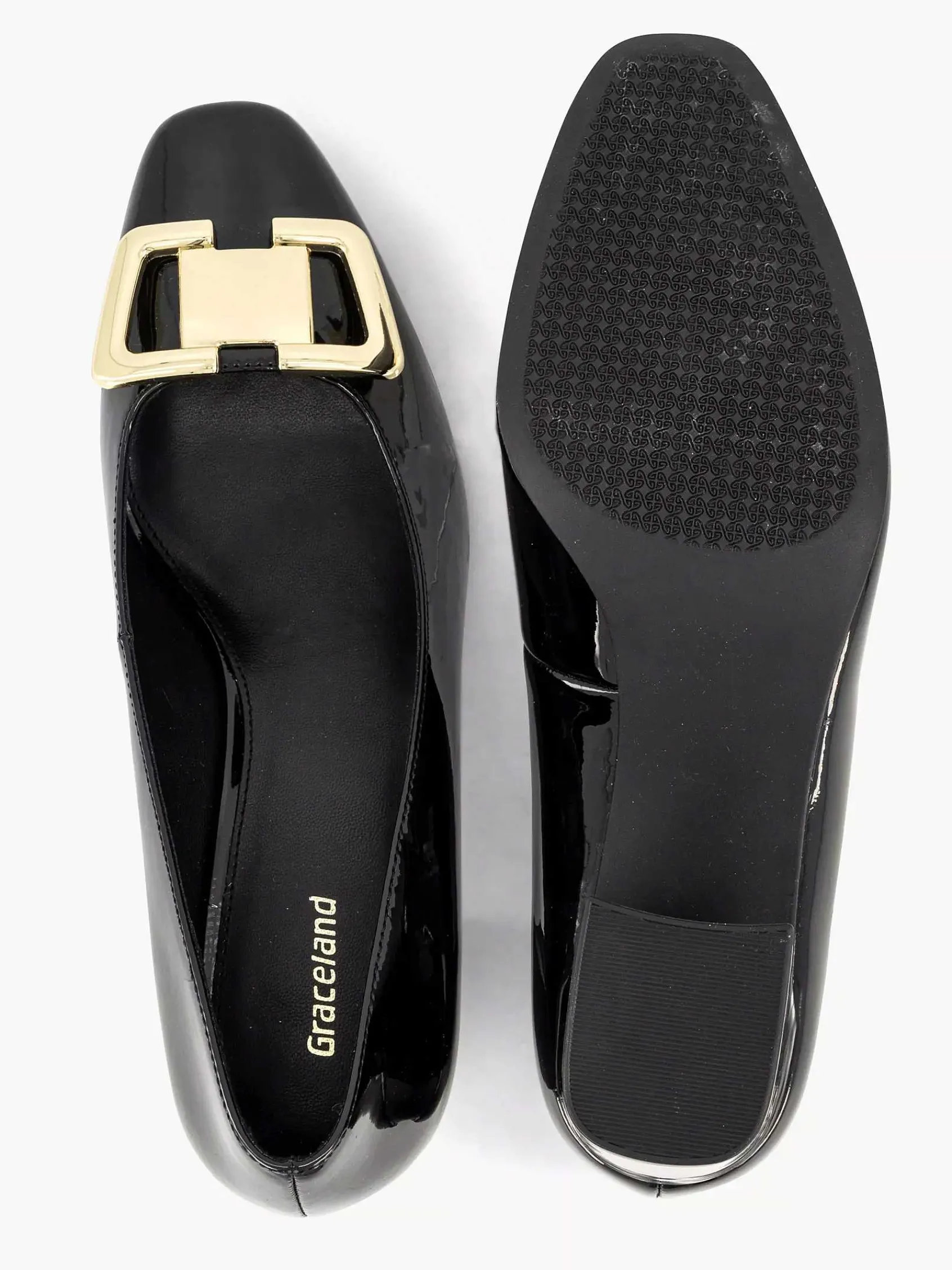 Pumps|Graceland Zwarte Lak Pump Siergesp