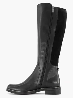 Comfort Schoenen|Medicus Zwarte Lange Leren Comfort Laars Elastiek