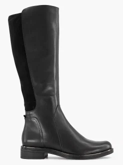 Comfort Schoenen|Medicus Zwarte Lange Leren Comfort Laars Elastiek