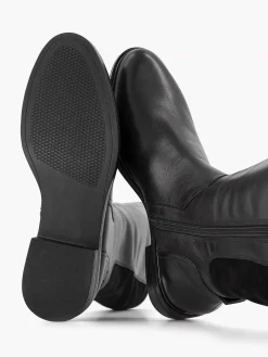 Comfort Schoenen|Medicus Zwarte Lange Leren Comfort Laars Elastiek