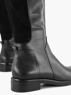 Comfort Schoenen|Medicus Zwarte Lange Leren Comfort Laars Elastiek