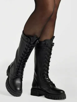 Laarzen|Esprit Zwarte Lange Veterboot
