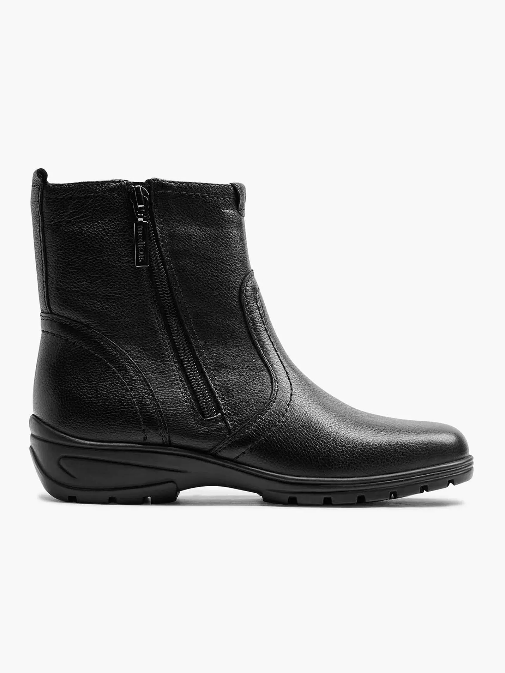 Comfort Schoenen|Medicus Zwarte Leren Comfort Enkelboot