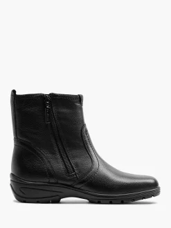Comfort Schoenen|Medicus Zwarte Leren Comfort Enkelboot