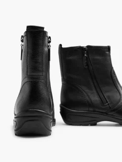Comfort Schoenen|Medicus Zwarte Leren Comfort Enkelboot