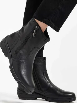 Comfort Schoenen|Medicus Zwarte Leren Comfort Enkelboot