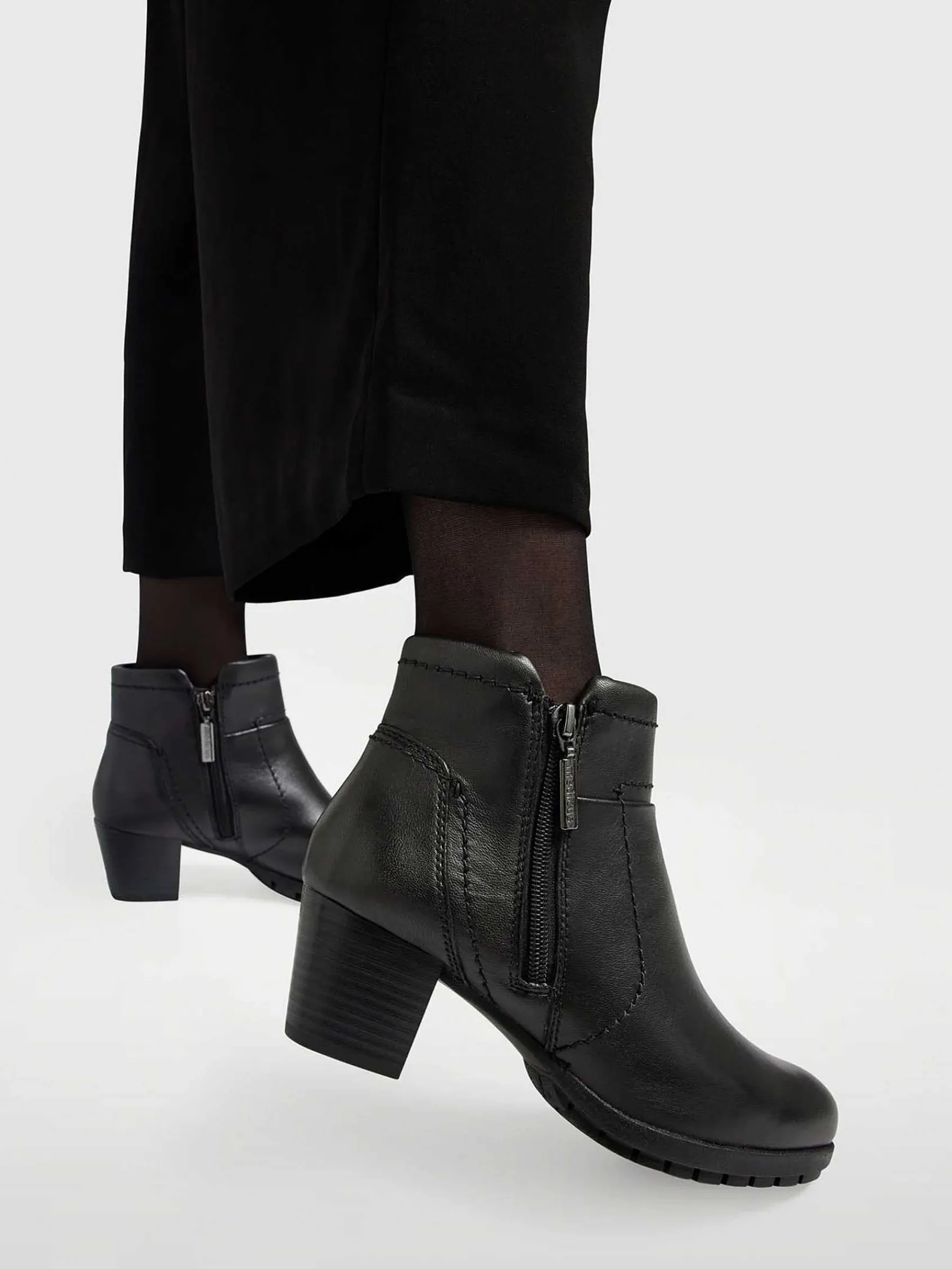 Comfort Schoenen|Medicus Zwarte Leren Comfort Enkellaars Hak