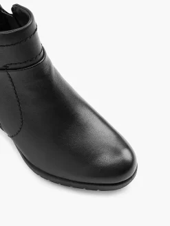 Comfort Schoenen|Medicus Zwarte Leren Comfort Enkellaars Hak