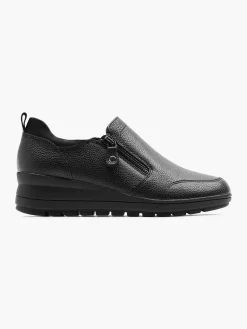 Comfort Schoenen|Medicus Zwarte Leren Comfort Instapper