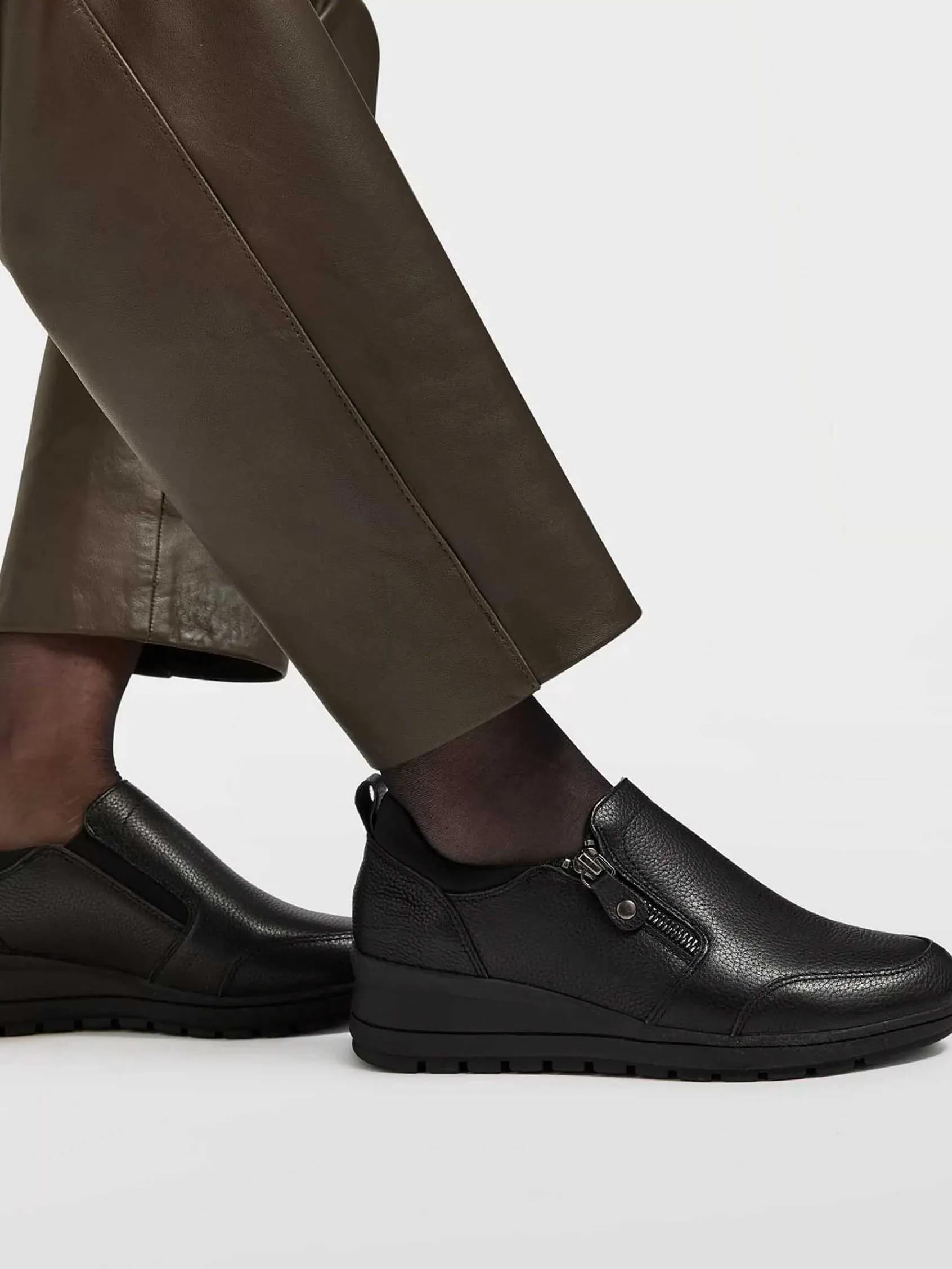 Comfort Schoenen|Medicus Zwarte Leren Comfort Instapper