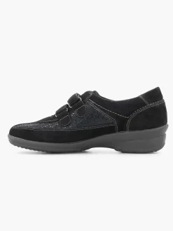 Comfort Schoenen|Medicus Zwarte Leren Comfort Instapper Klittenband