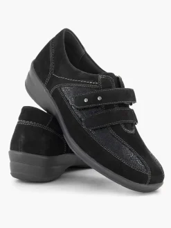 Comfort Schoenen|Medicus Zwarte Leren Comfort Instapper Klittenband