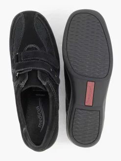 Comfort Schoenen|Medicus Zwarte Leren Comfort Instapper Klittenband